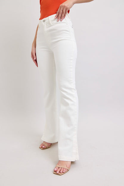 Judy Blue White Side Slit Slim Bootcut Jeans