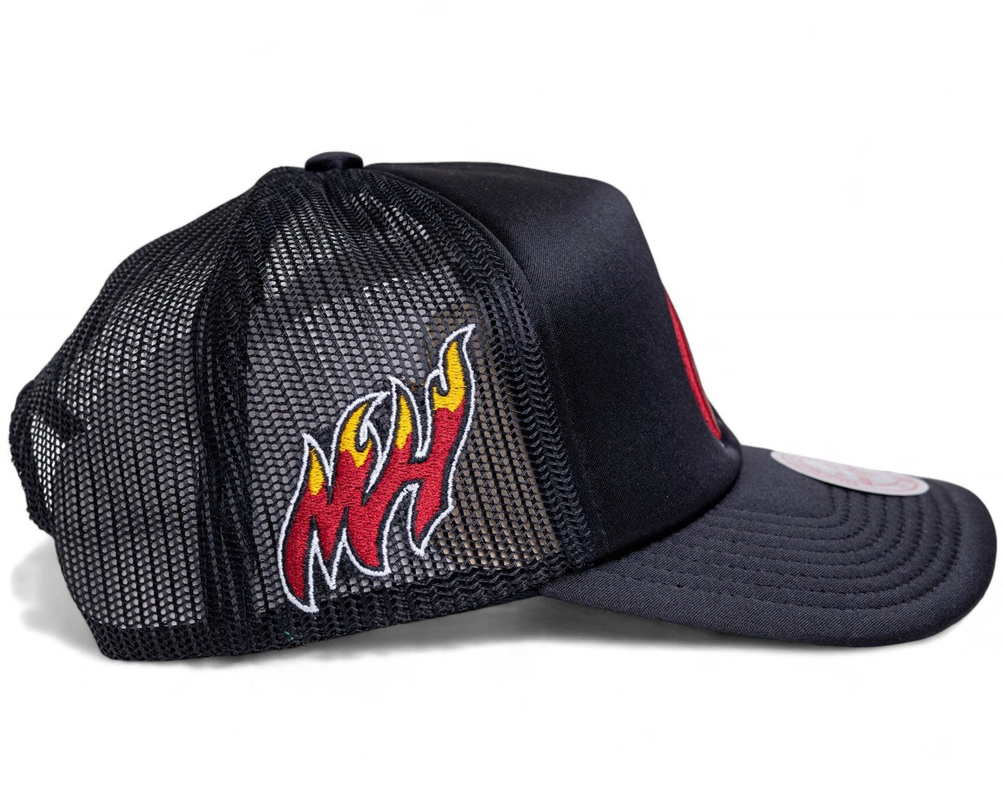 Mitchell & Ness Men's NBA Logo Remix Trucker Snapback Hwc Heat Snapback Caps