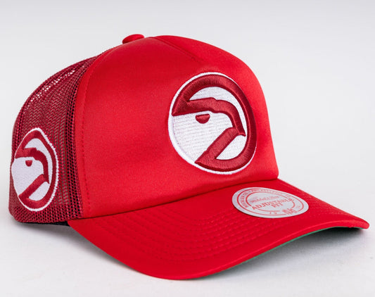 Men's Mitchell & Ness NBA Logo Remix Trucker Snapback Hwc Hawks - Red