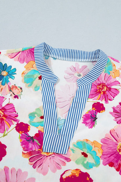Threaded Pear Alma Sleeve Striped Trim Blouse