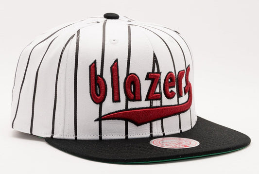 Men's Mitchell & Ness NBA Retro Pinstripe Snapback Hwc Trail Blazers