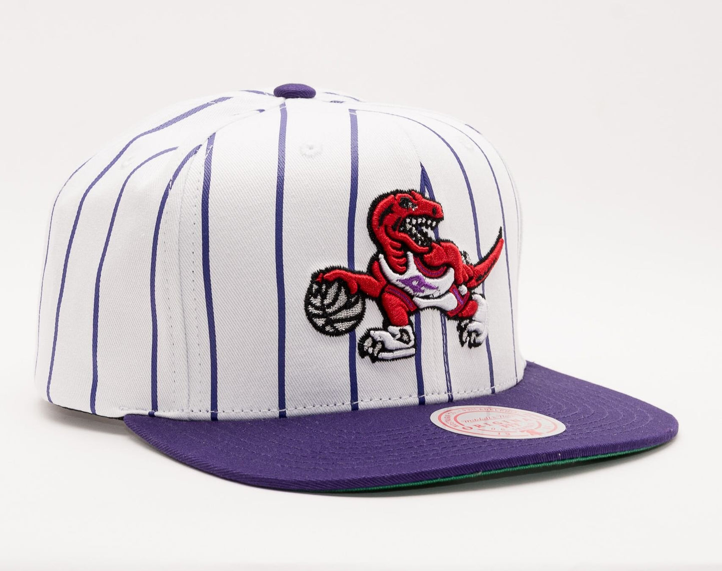 Men's Mitchell & Ness NBA Retro Pinstripe Snapback Hwc Raptors - White