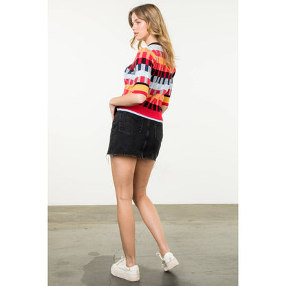 Michelle - Short Sleeve Textured Knit Top