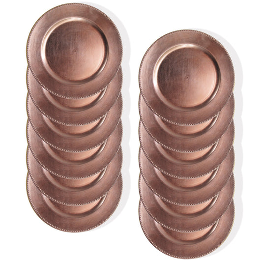 Jay Companies Rose Gold Charger With Beads 13"D   12 Pc Set