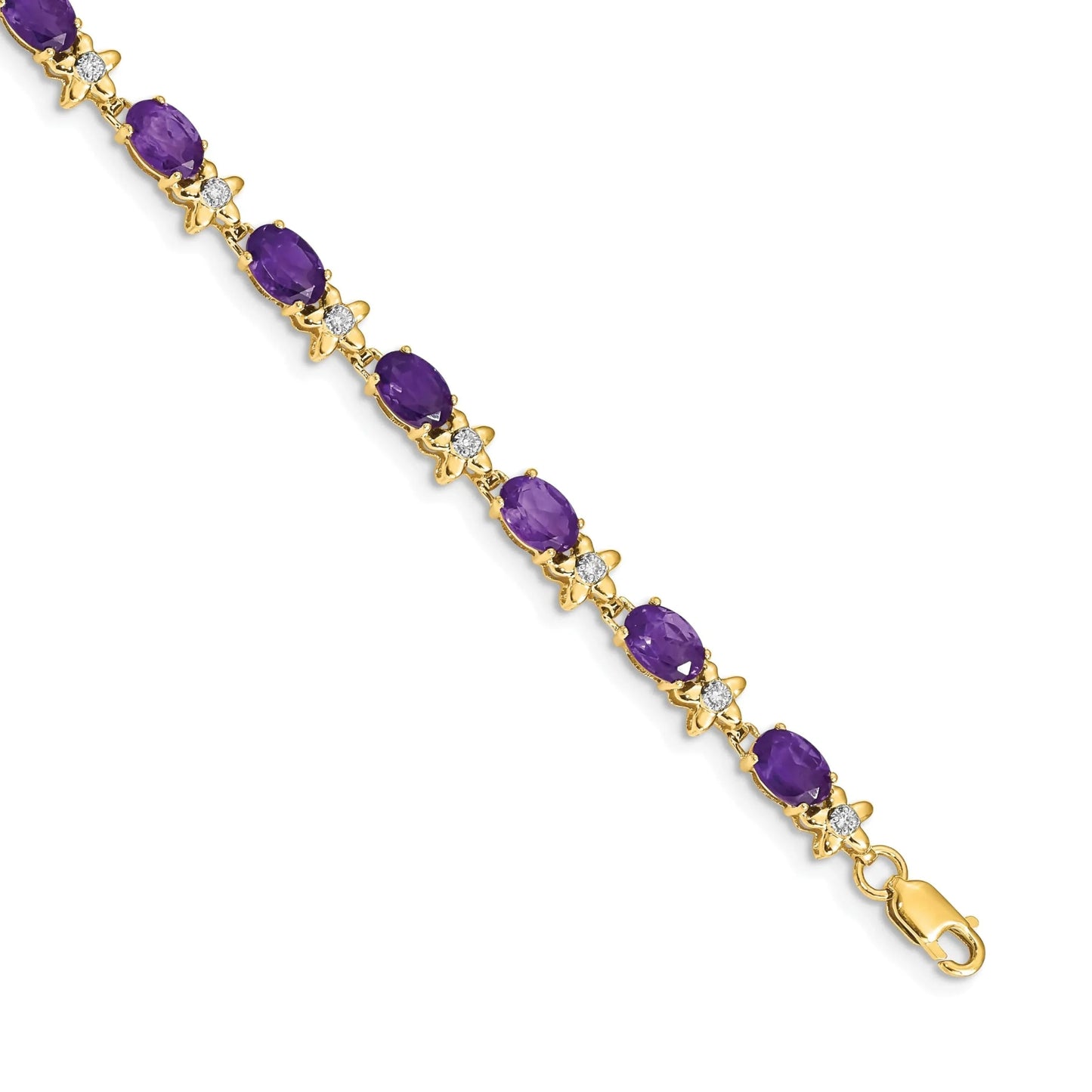 Genuine Purple Amethyst 14K Gold Floral Bracelet