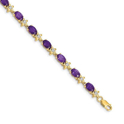 Genuine Purple Amethyst 14K Gold Floral Bracelet