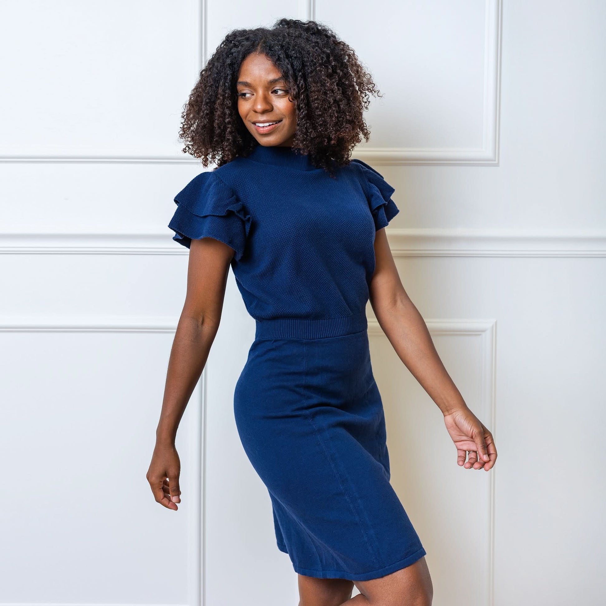 flutter sleeve cotton dress phoebe cotton flutter sleeve smocked dress