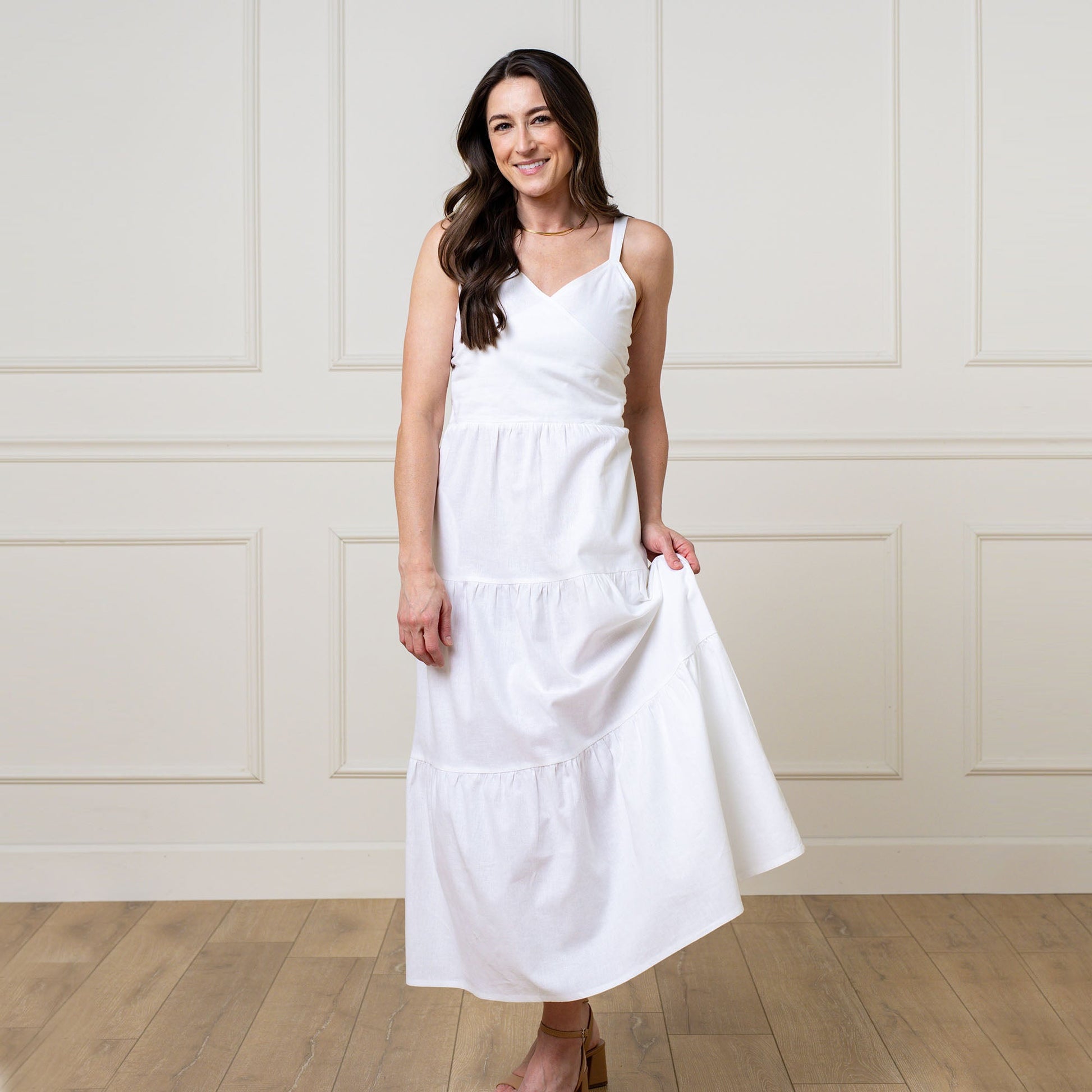 flattering wrap dress Best Dresses of 2024: Find Your Perfect Style Sivana Wrap silhouette for a flattering fit Pleated detailing Defined waist for shape Cap sleeve design Woman Figure Flattering Silk Wrap