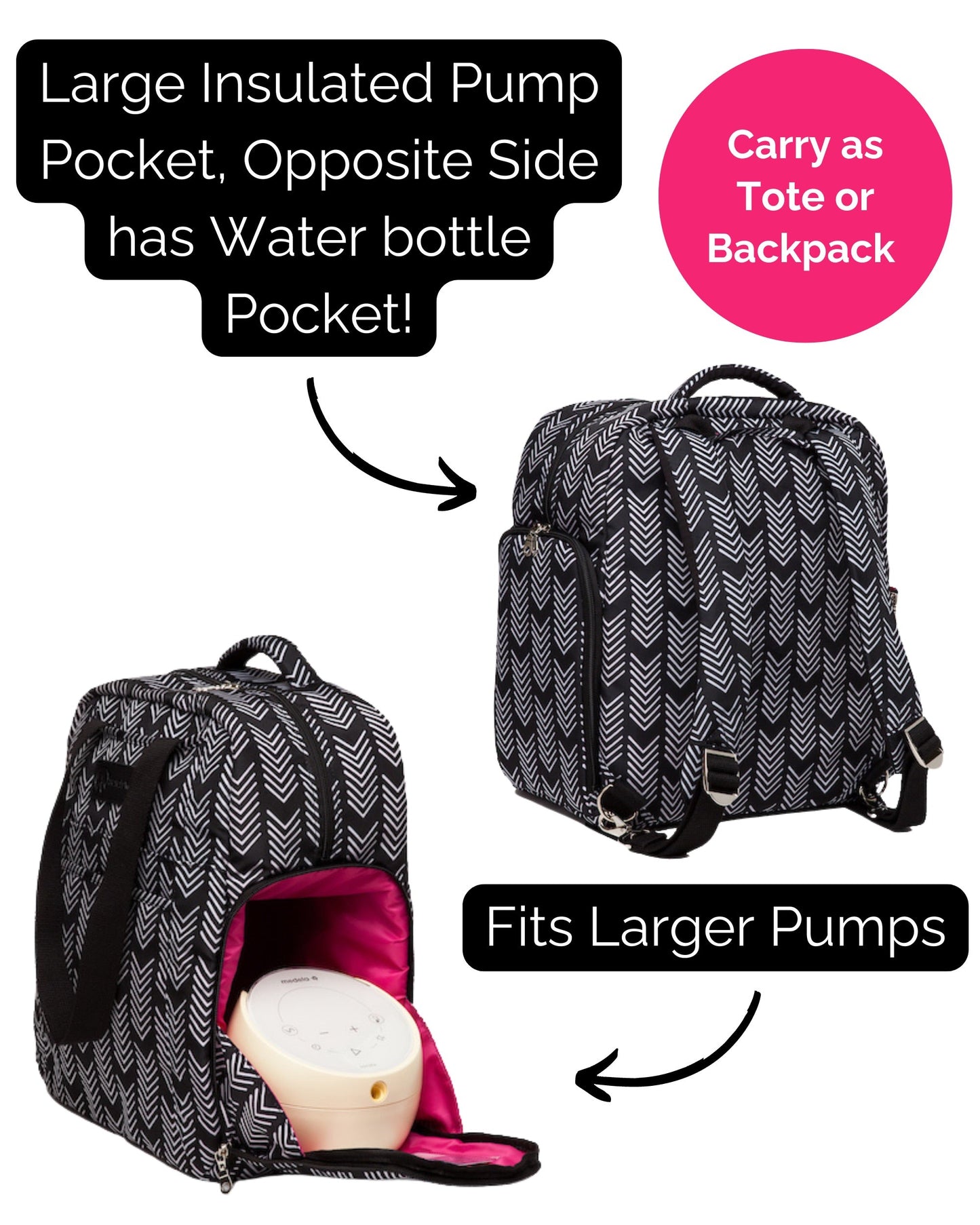 Sarah Wells Kelly Breast Pump Backpack & Tote  – Insulated Pocket, Laptop Sleeve & Easy-Clean Interior – Fits All Pumps for Moms