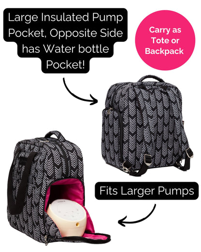 Sarah Wells Kelly Breast Pump Backpack & Tote  – Insulated Pocket, Laptop Sleeve & Easy-Clean Interior – Fits All Pumps for Moms