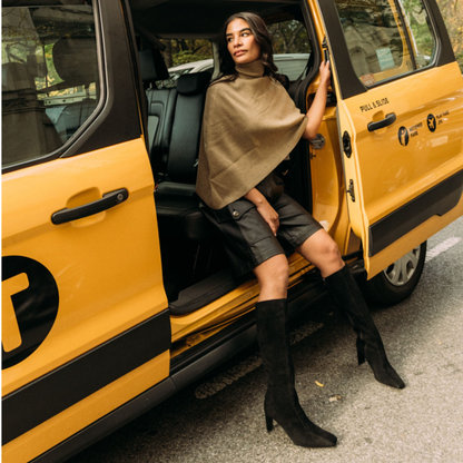 Mishel Suede Knee High Boots - Black