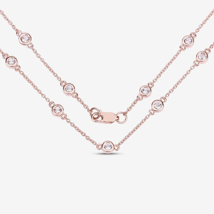 Round Peach Morganite 18K Rose Gold Plated Silver By The Yard Necklace