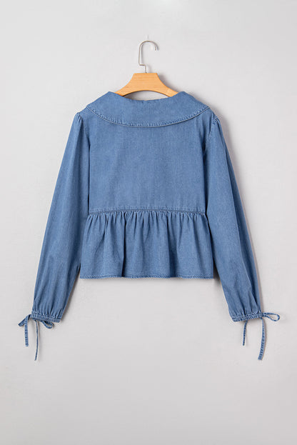Threaded Pear Emmy Sleeve Tied Peplum Top