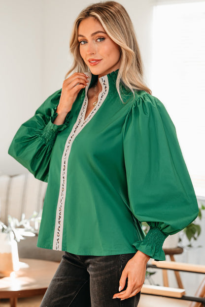 Threaded Pear Everly Flounce Sleeve Trim Blouse