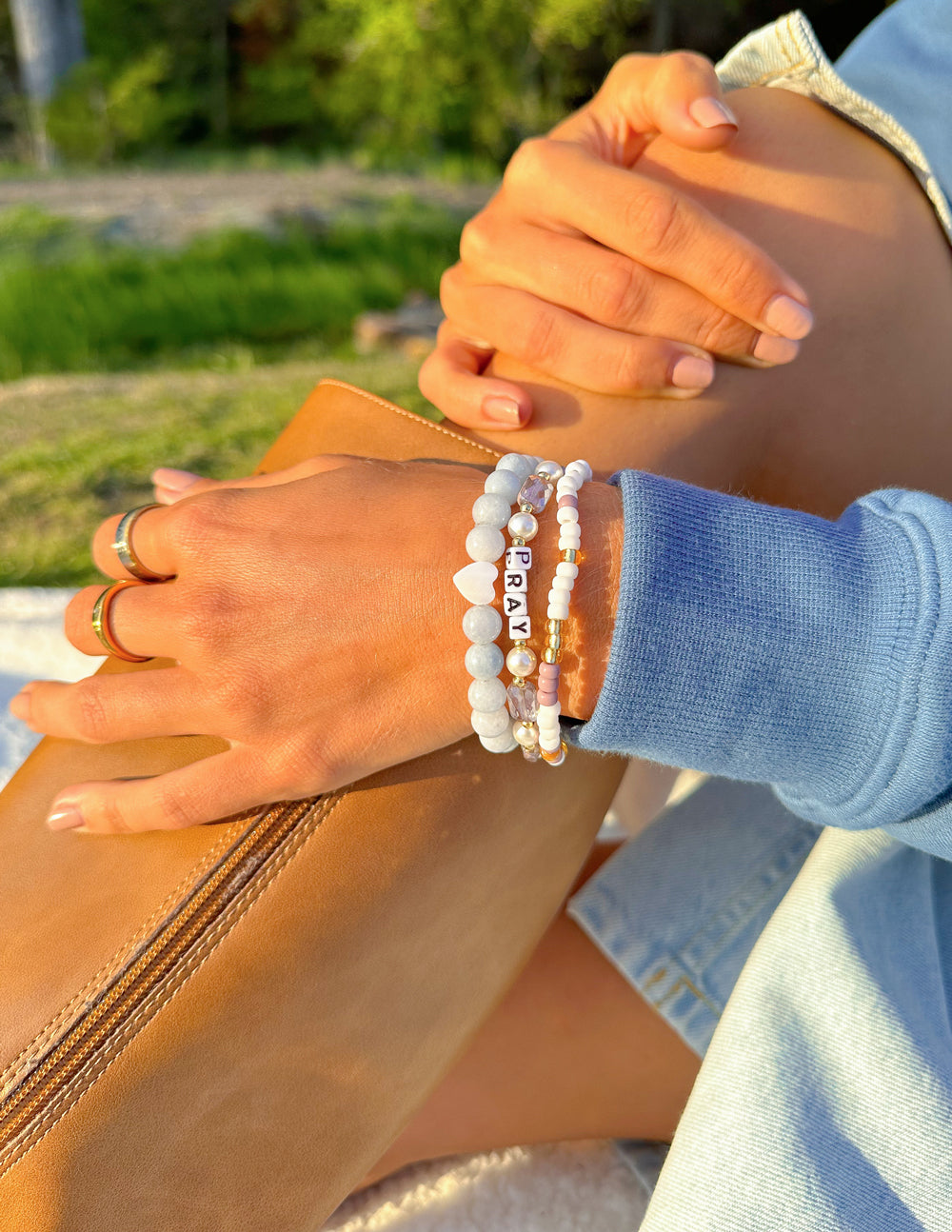 Elevated Faith Pray Pearl Letter Bracelet