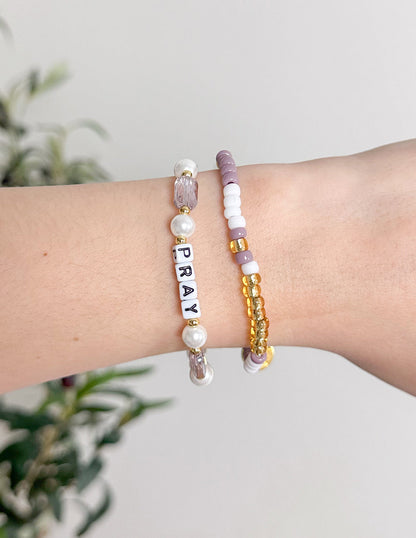 Elevated Faith Pray Pearl Letter Bracelet