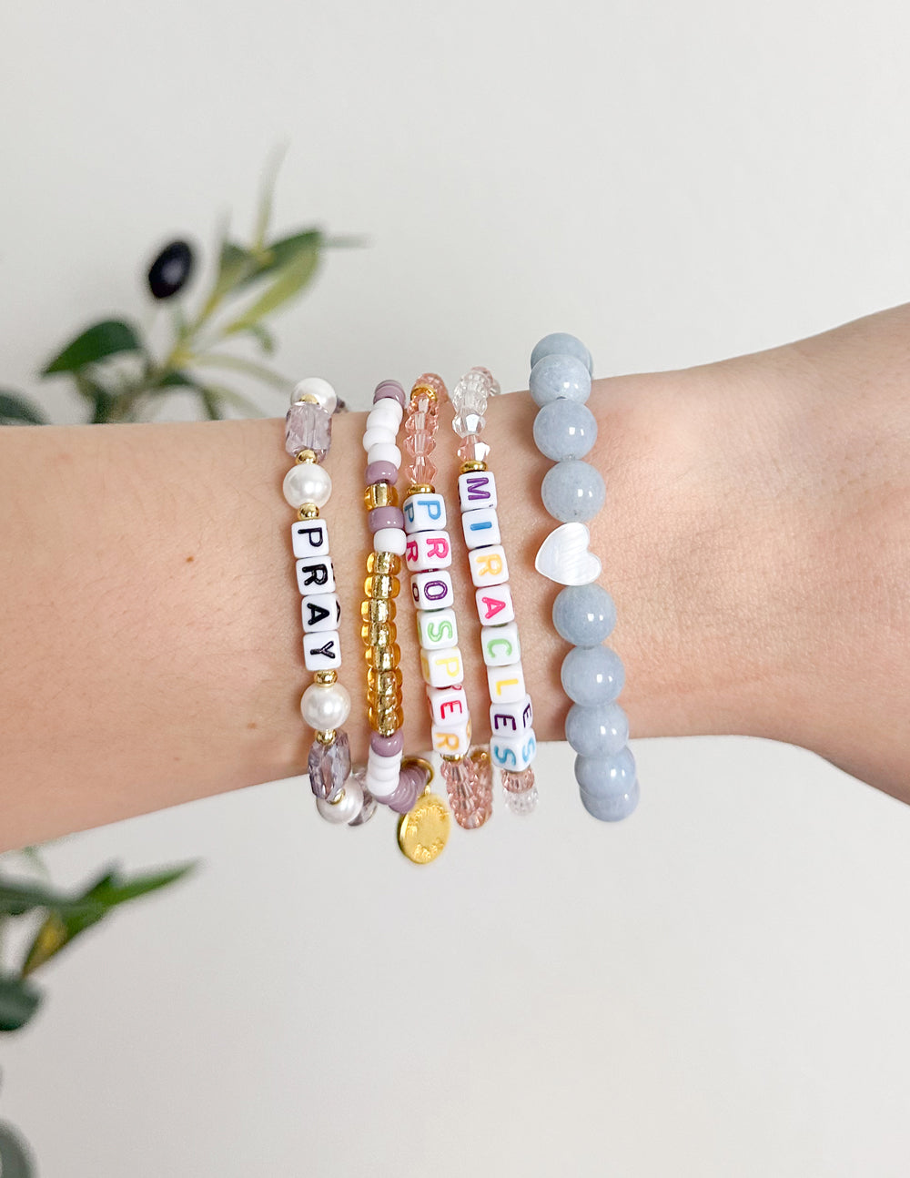 Elevated Faith Pray Pearl Letter Bracelet