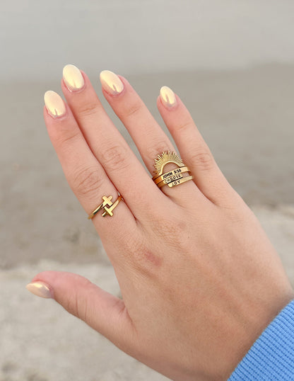 Elevated Faith Gold Wrapped Cross Ring