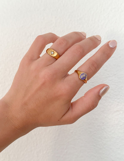 Elevated Faith Lavender Flower Signet Ring