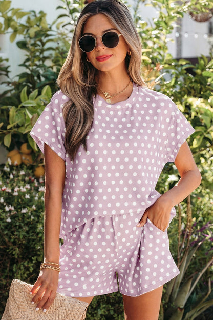 Threaded Pear Kaiya Dot Print Short Set