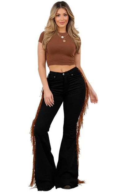 GJG Denim Fringe Bell Bottom Jean - Inseam 30 or 34