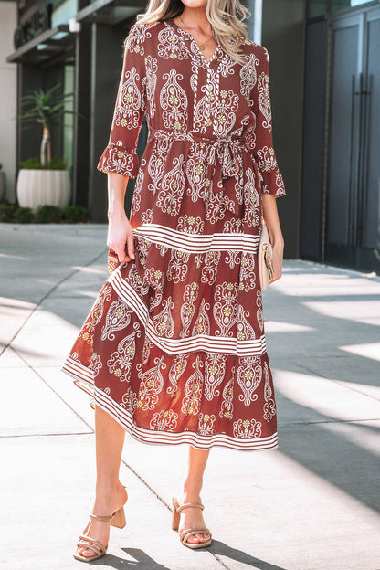 Threaded Pear Katie Trim Tiered Maxi Dress