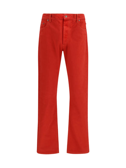 Jeans Straight-Leg Red Cotton Denim