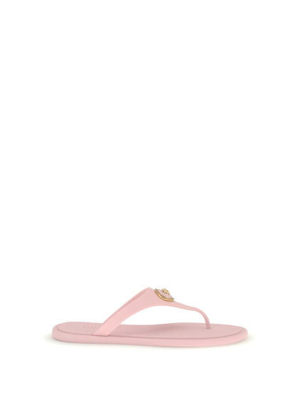 Rubber Thong Sandals Pastel Pink/Gold