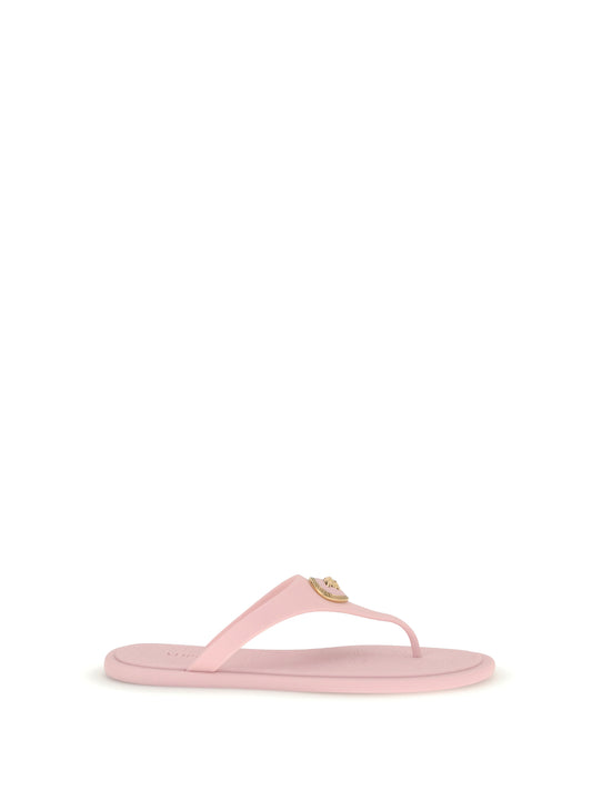 Rubber Thong Sandals Pastel Pink/Gold
