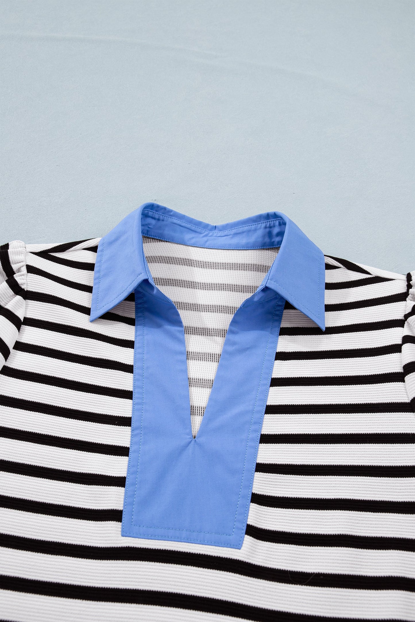 Threaded Pear Lina Block Polo Collar Blouse