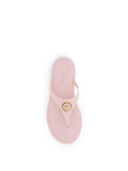 Rubber Thong Sandals Pastel Pink/Gold