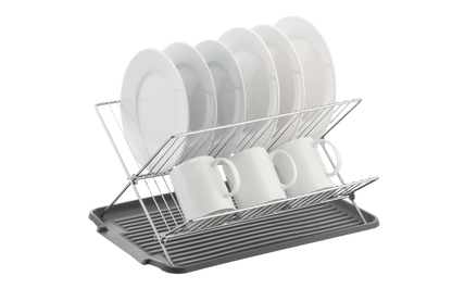 17 inch X Shaped Stainless Steel 2-Tier Dish Rack for Kitchen Counter
