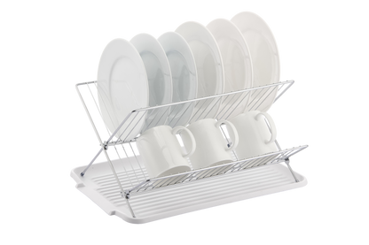 17 inch X Shaped Stainless Steel 2-Tier Dish Rack for Kitchen Counter