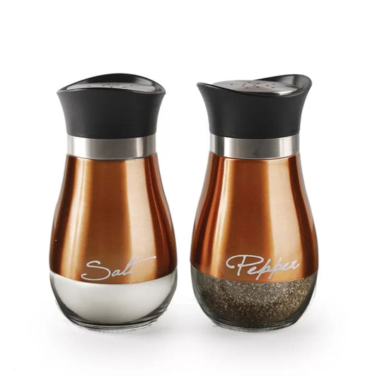 Jay Companies Cafe Contempo Copper And Glass 2Pc Salt And Pepper Set  4.42Oz. Each