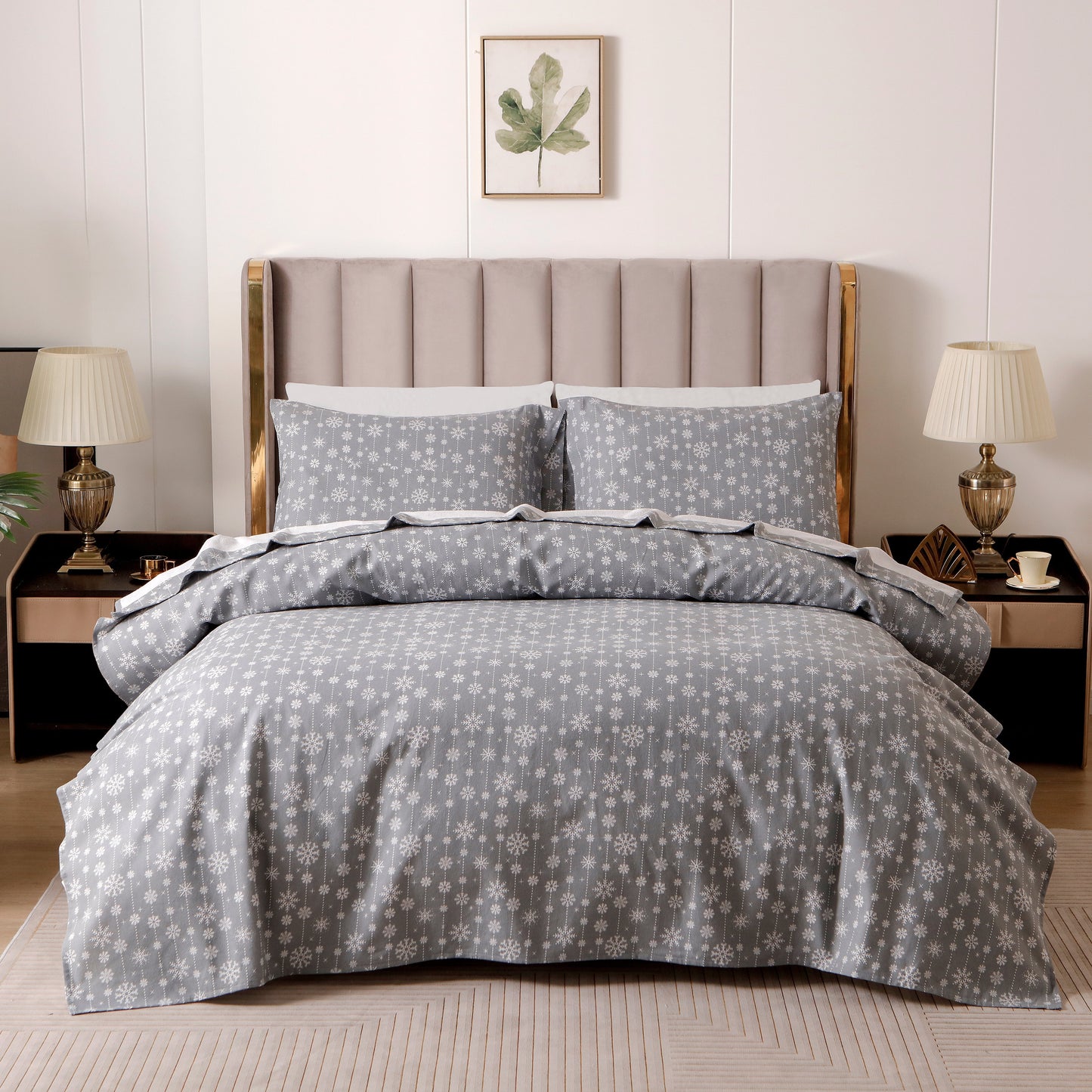Mocassi 4-Piece Holiday Cotton Flannel Sheet Set - 100% Turkish Cotton