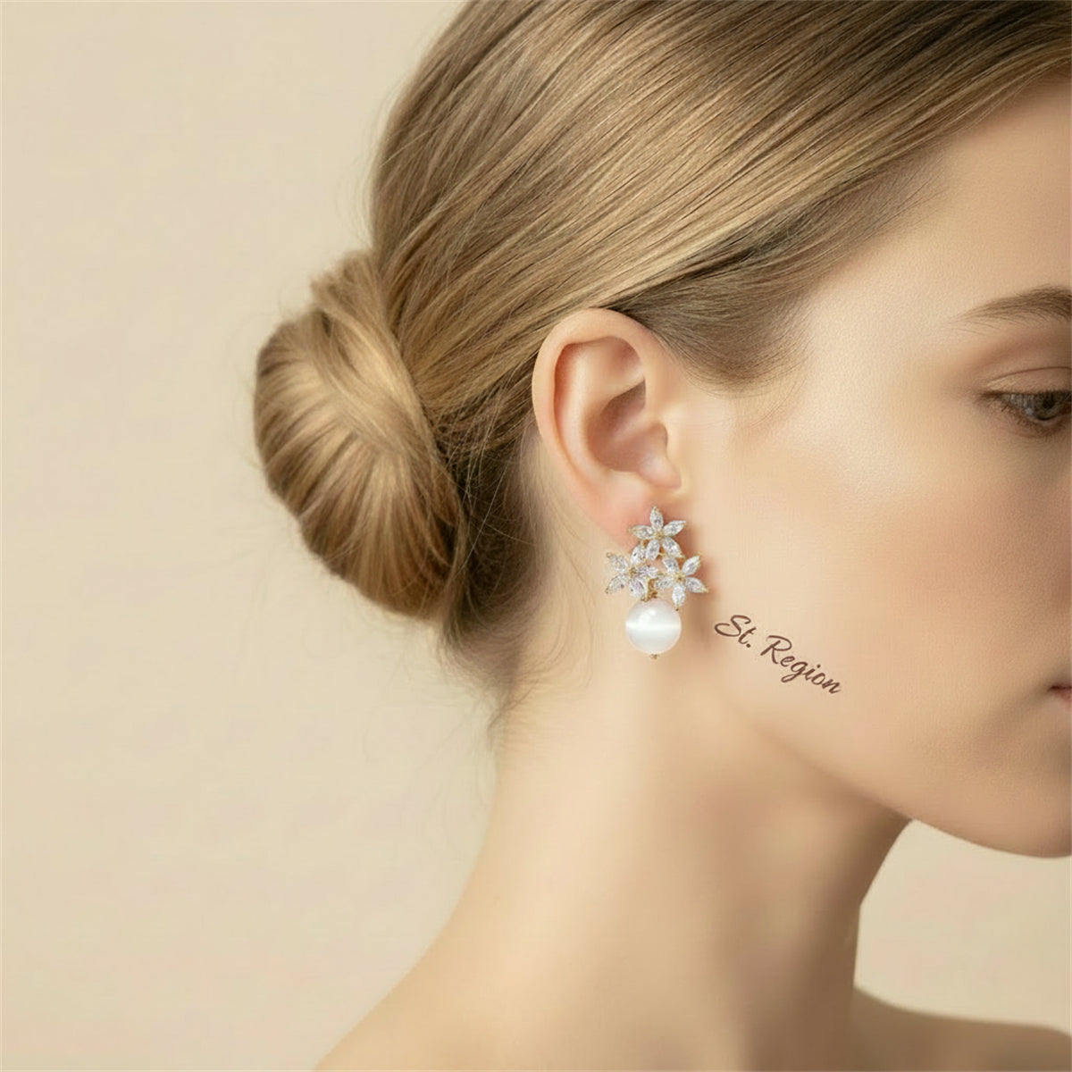 Goldtone & Clear Cubic Zirconia Floral Stud Earrings