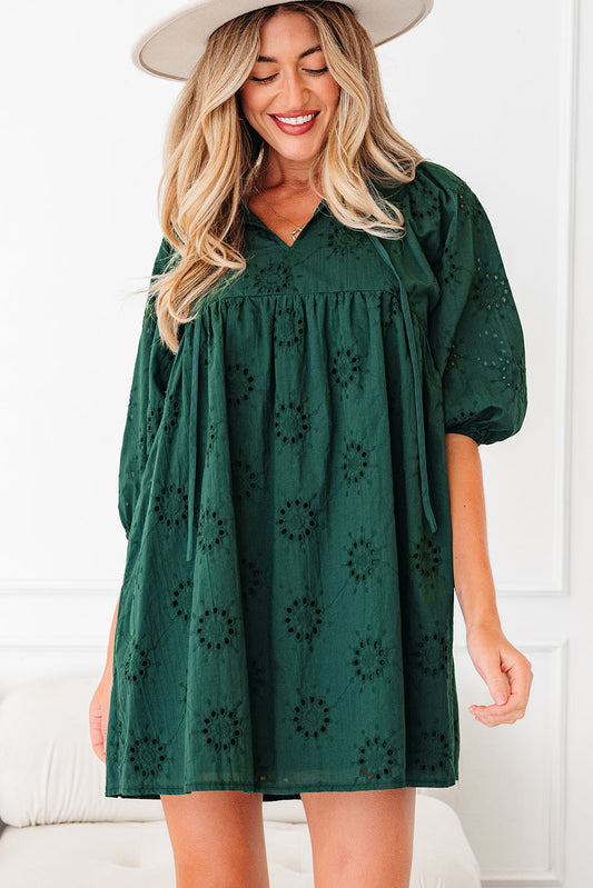 Threaded Pear Beth Sleeve Swing Mini Dress