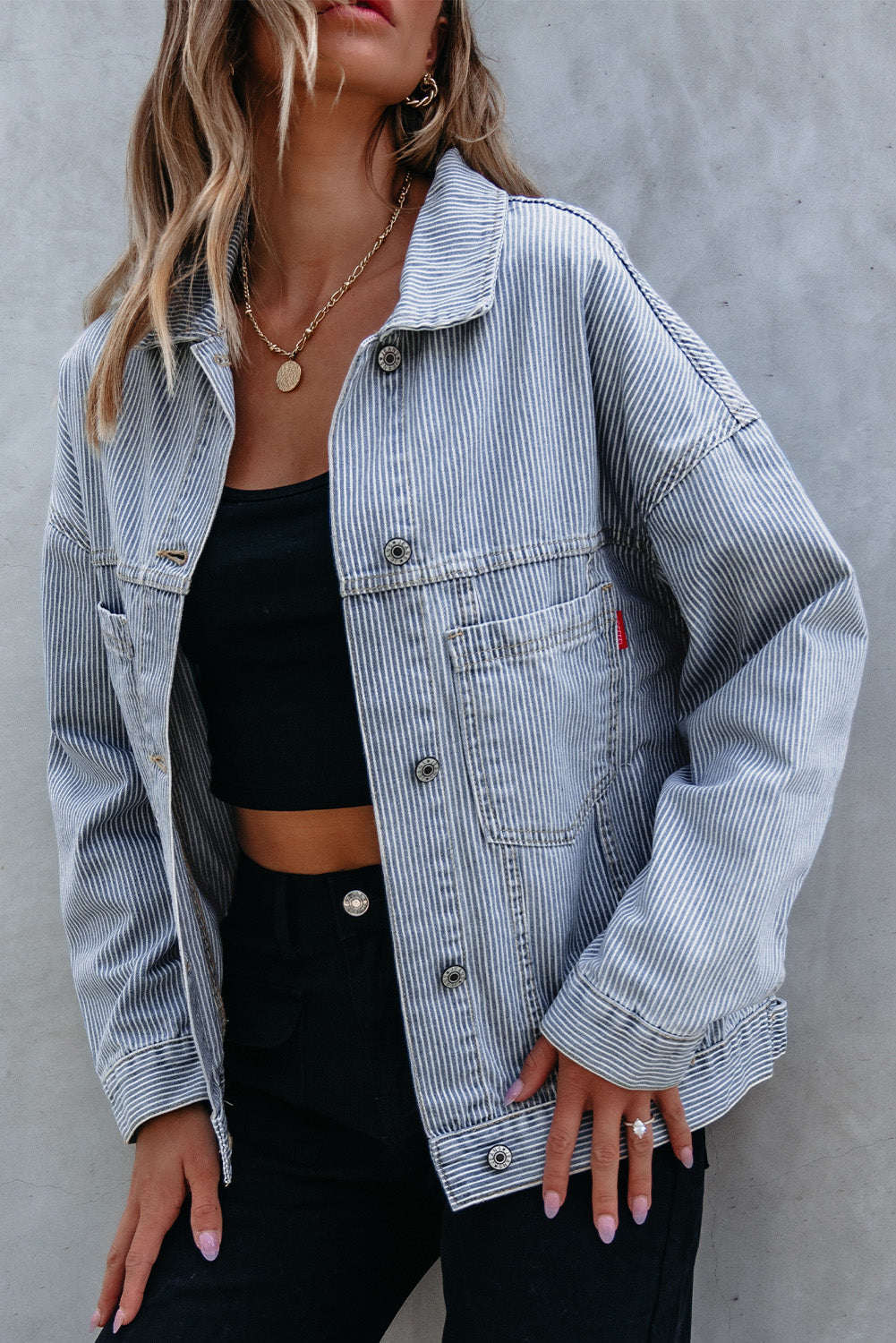 Threaded Pear Ella Wind Washed Oversize Jacket