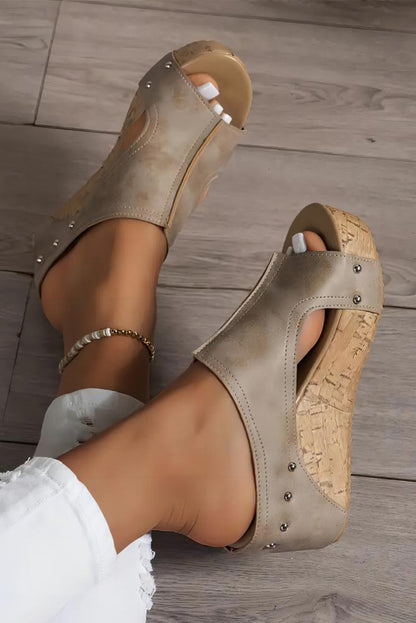 Threaded Pear Gianna Pu Leather Wedge Slippers