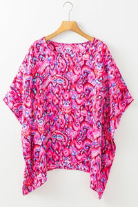 Threaded Pear Madeleine Abstract Loose Fit Tunic Blouse