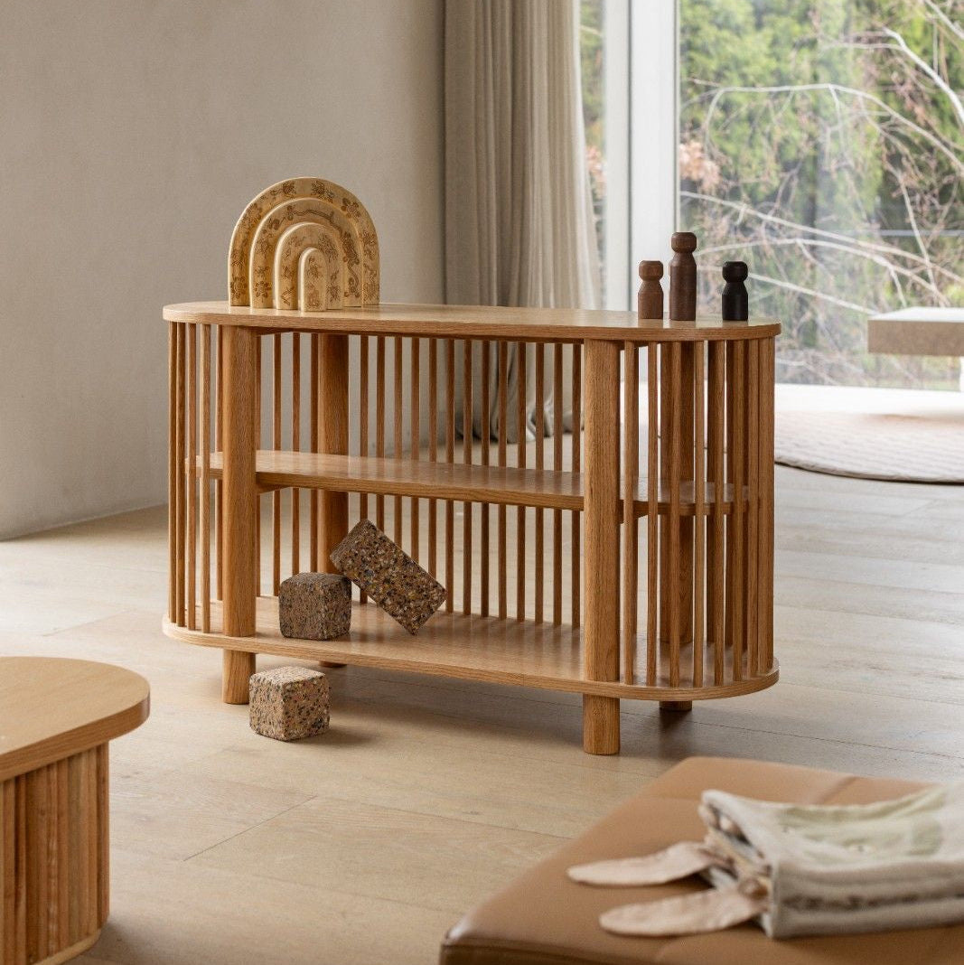 Oak Two Tiered Fluted Shelf