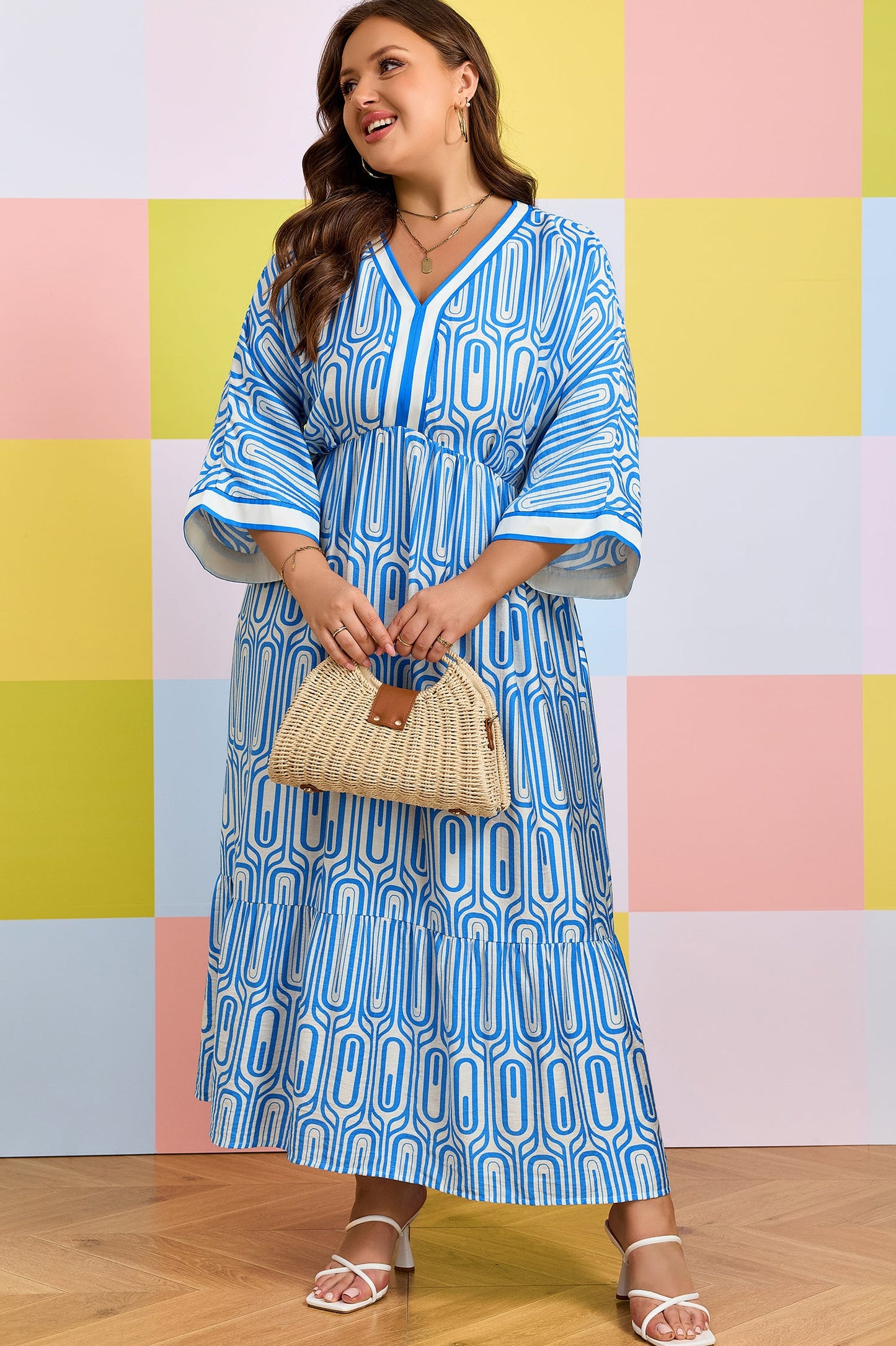 Threaded Pear Siya Bracelet Sleeve Long Plus Dress