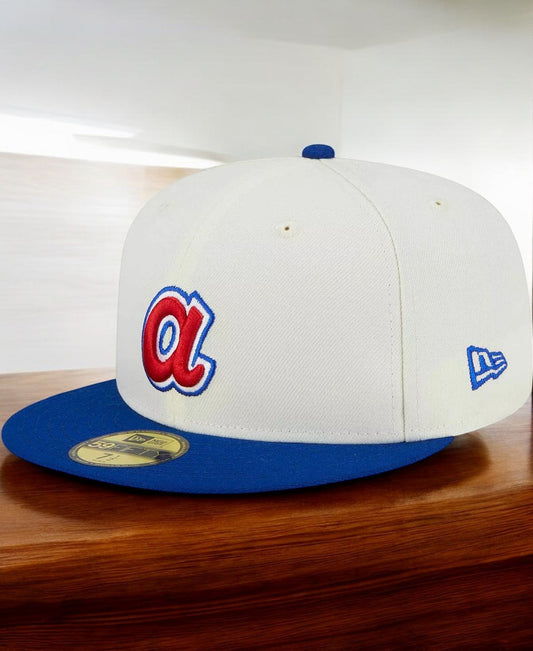 New Era Men's MLB Atlanta Braves 5950 Retro E1 Fitted Cream/Royal