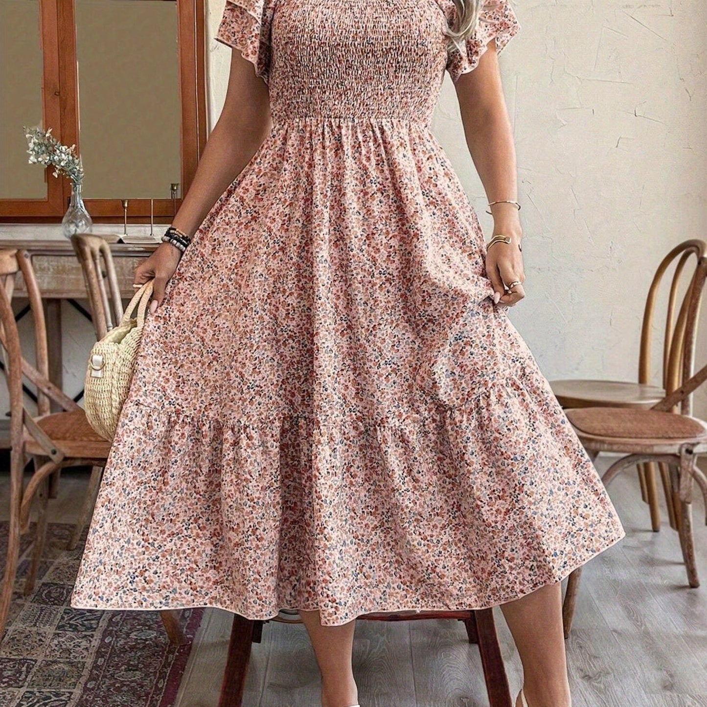 Plus Size Backless Midi Dress – Elegant Pleated Summer Party Dress