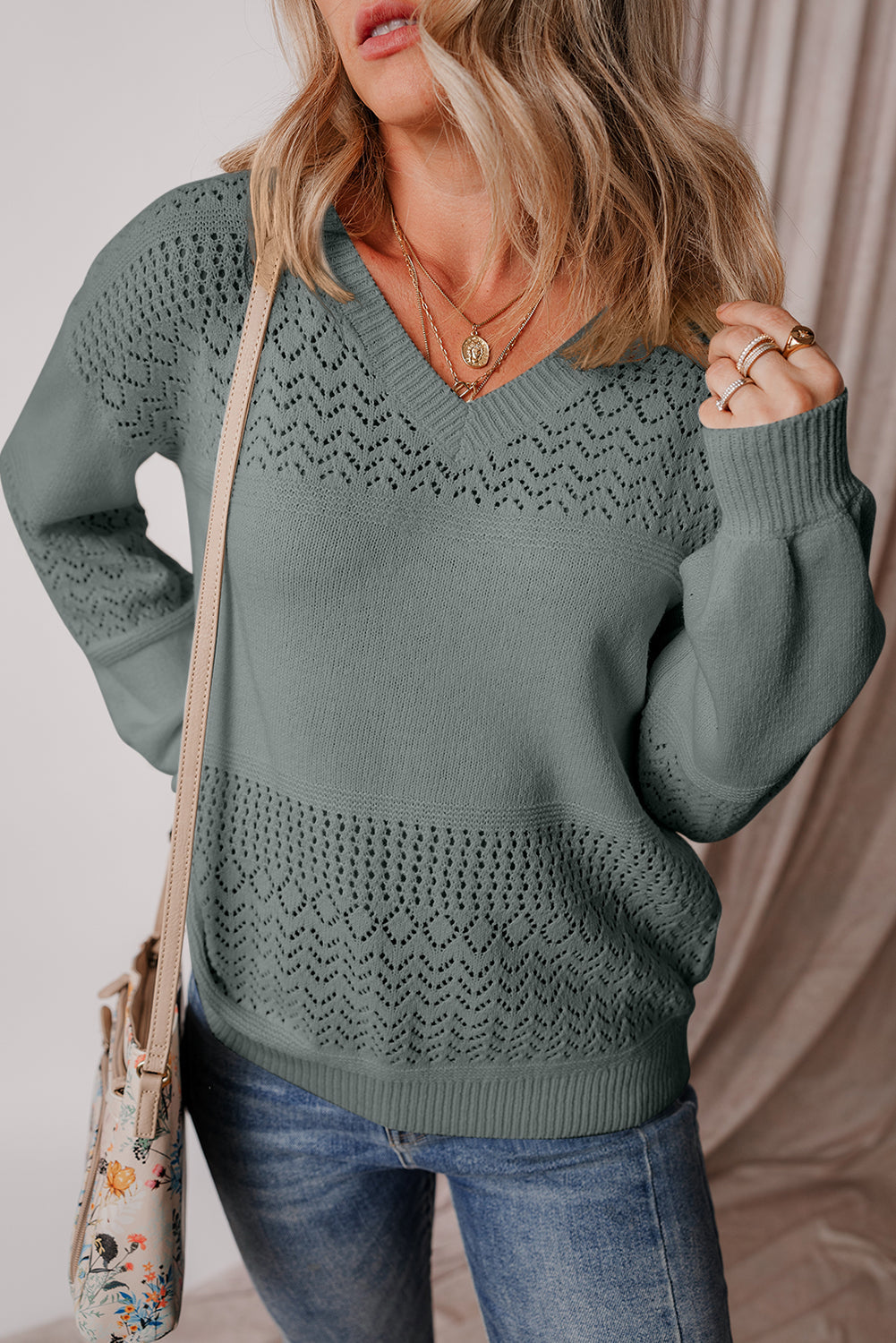 Threaded Pear Avery Detail Drop Shoulder Sweater