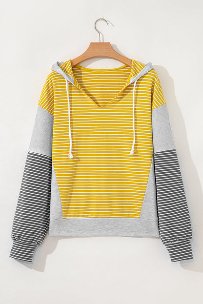 Threaded Pear Margot Stripe Drawstring Loose Fit Hooded Top