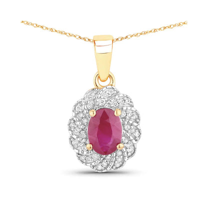 Genuine 10K Ruby and White Diamond Pendant