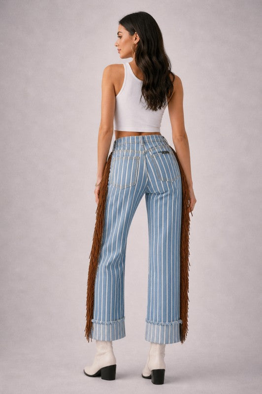GJG Denim |Desert Drifter Fringe Denim - Brown - Inseam 30