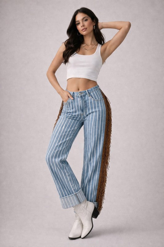 GJG Denim |Desert Drifter Fringe Denim - Brown - Inseam 30