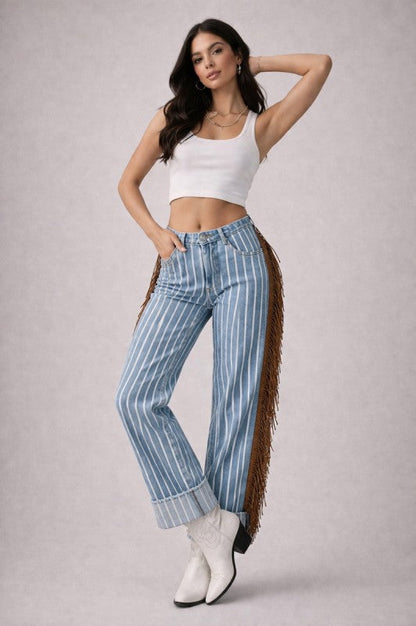 GJG Denim |Desert Drifter Fringe Denim - Brown - Inseam 30
